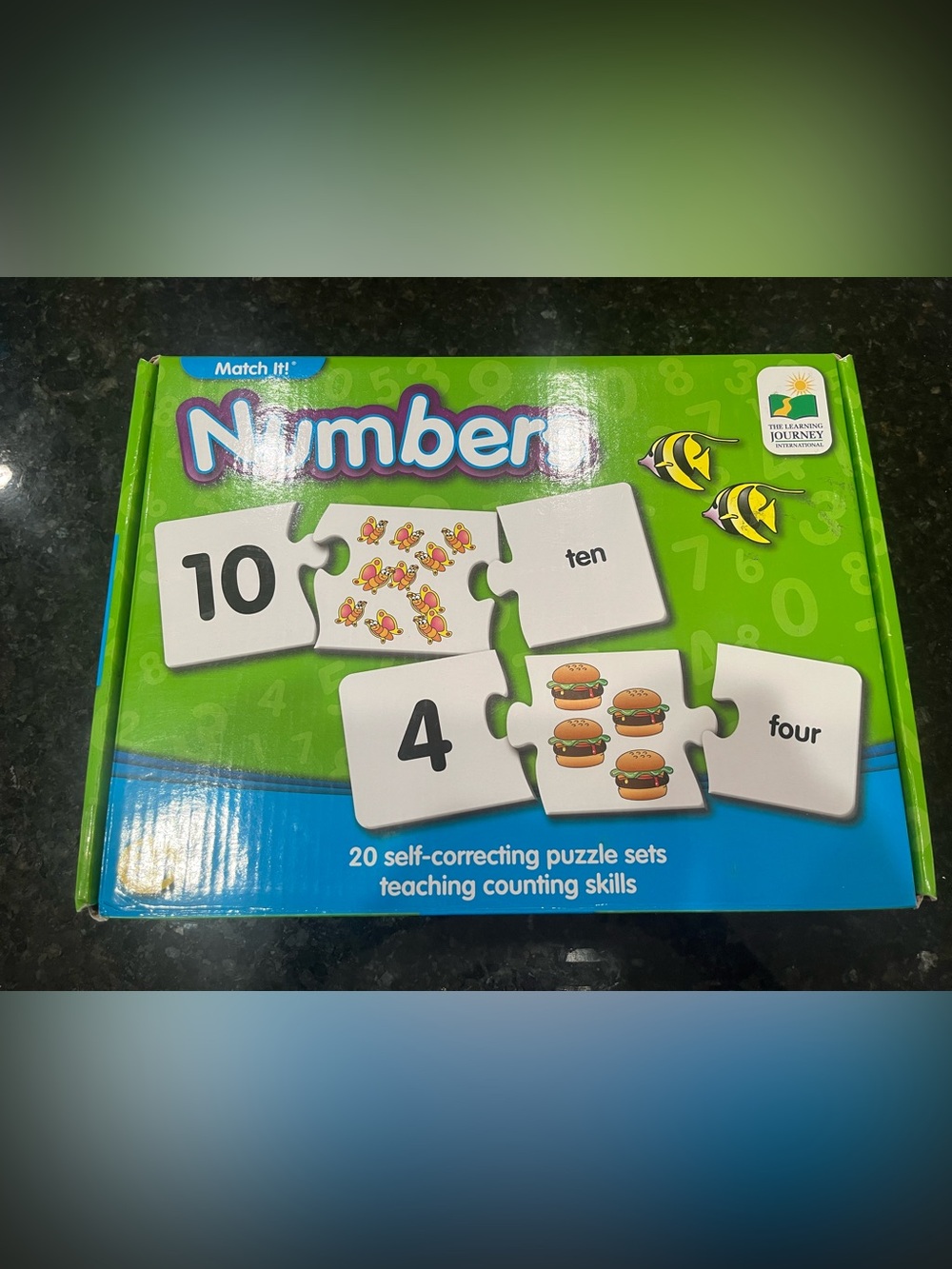Match Number Puzzle Set - Bright Green and Blue